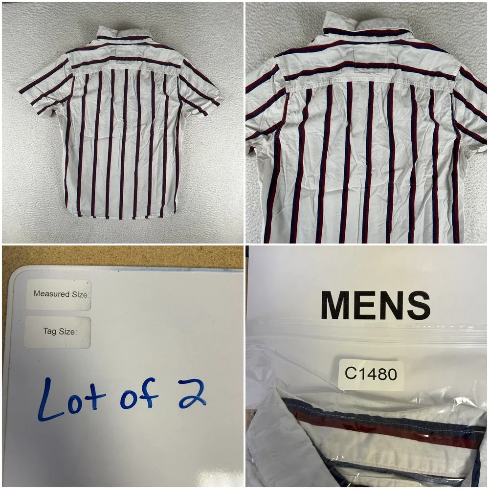 Hollister Shirt Mens Small Lot of 2 Striped Button Up Short Sleeve Epic Flex